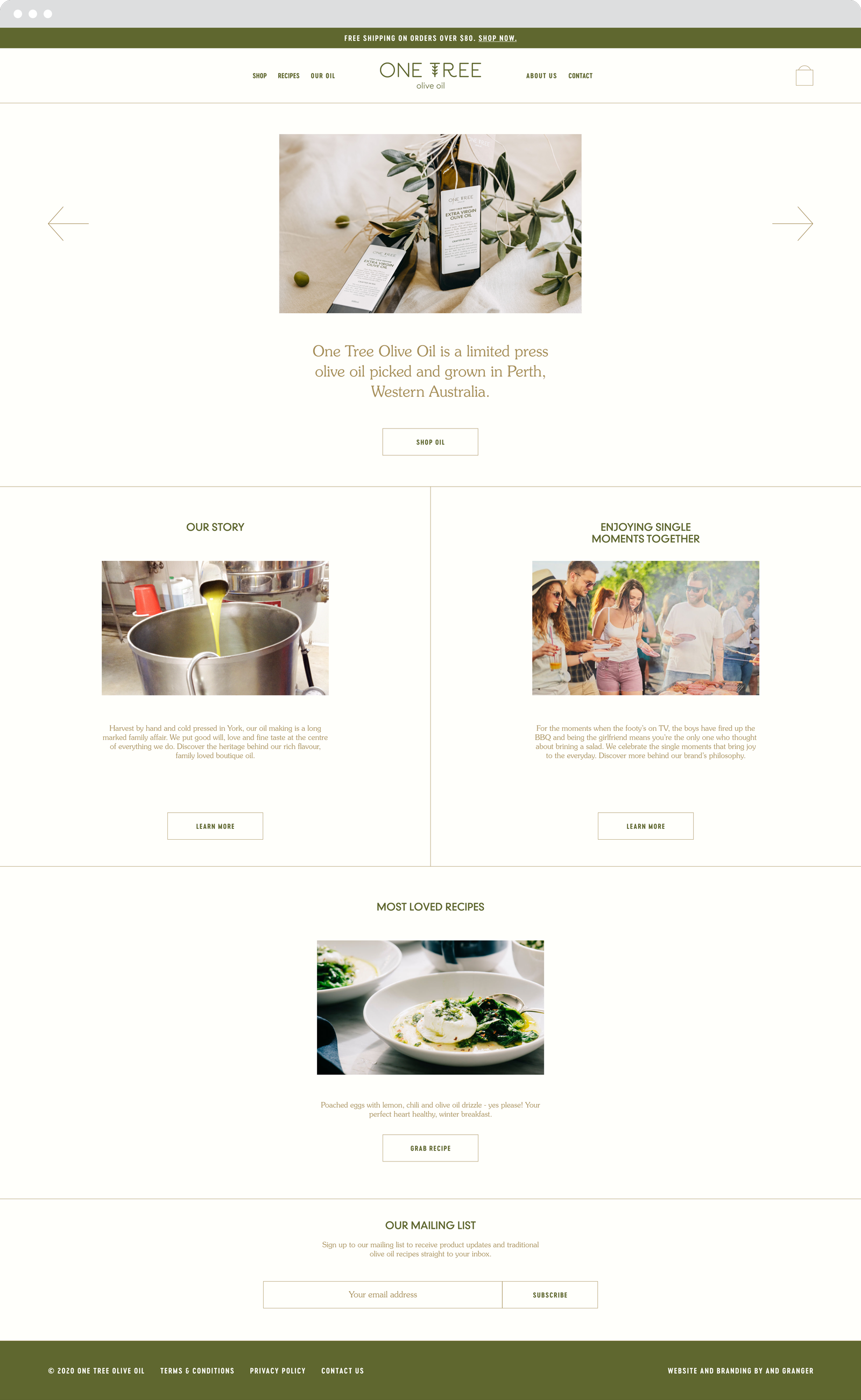 One Tree Olive Oil web design