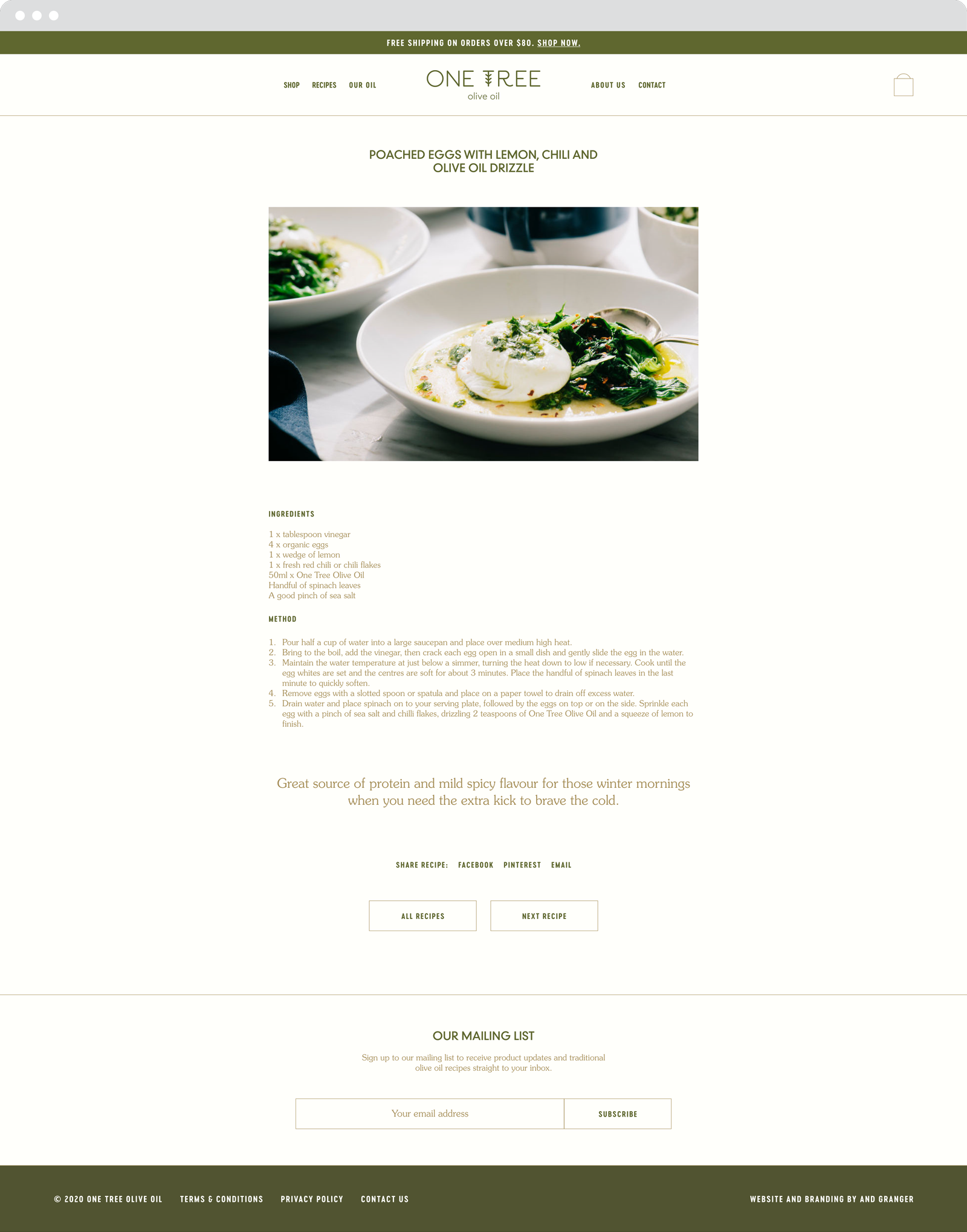 One Tree Olive Oil web design