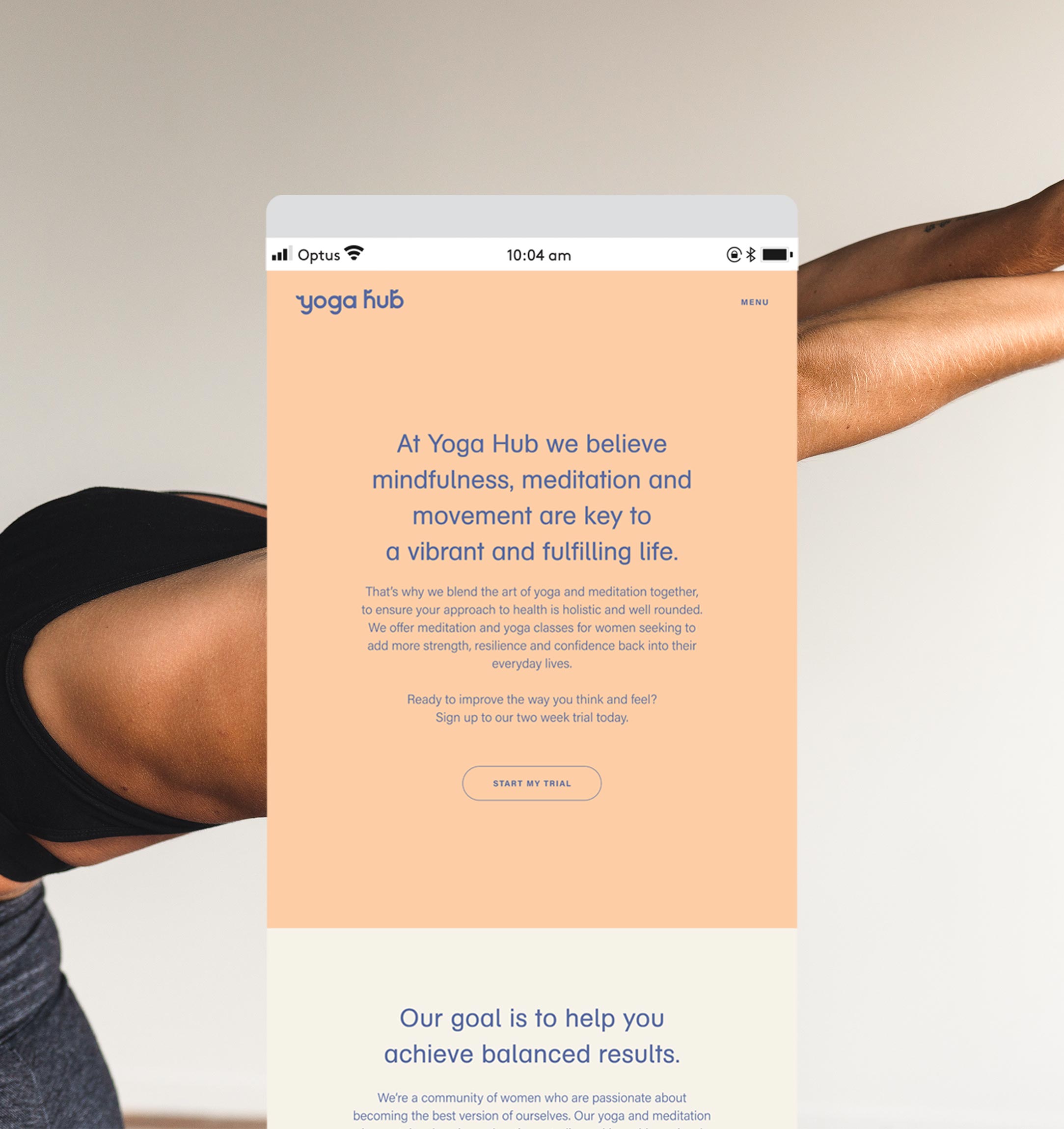 Yoga Hub web design mobile