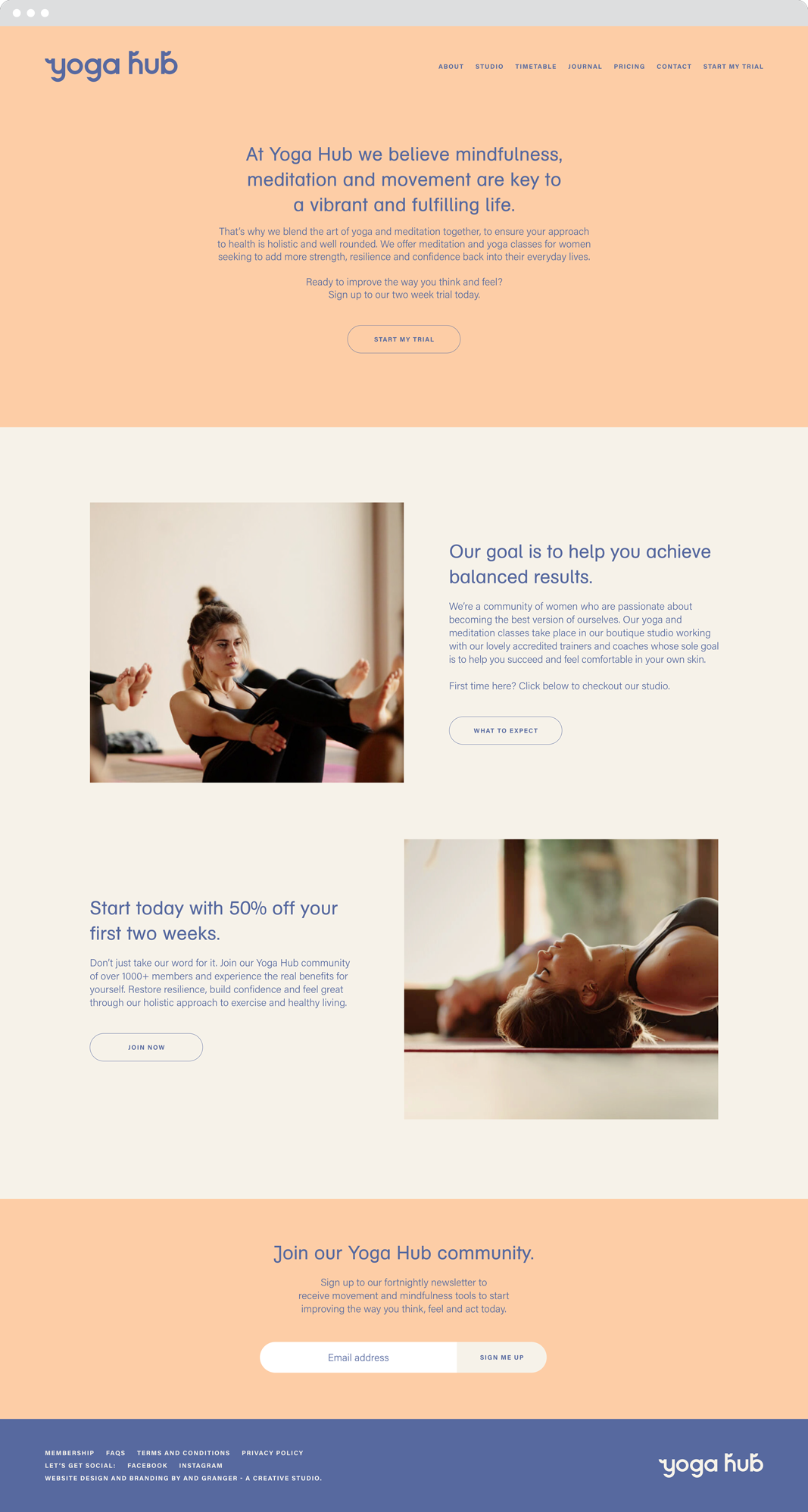Yoga Hub web design