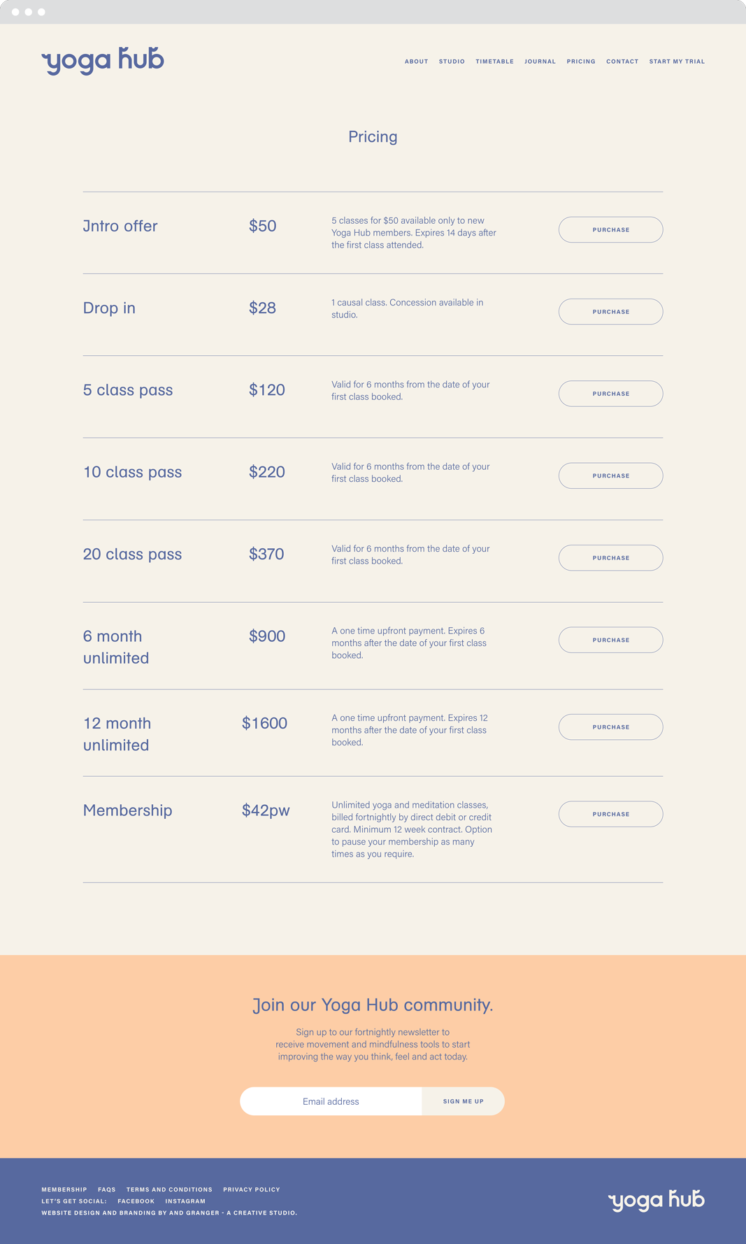 Yoga Hub web design